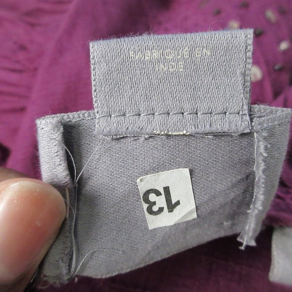 Anthropologie Vanessa Virginia Mini Dress L Purple Cotton Lace Ruffle Boho 430 - Picture 5 of 13